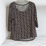 J.Jill Floral SMALL Print 3/4 Sleeve Scoop Neck Knit Top Small Red Black White Photo 8