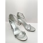 Bandolino Sandals Womens Size 5.5 Silver Open Toe Ankle Strap Block Heels Photo 5