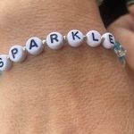 SPARKLE Letter Beaded Bracelet Aqua Blue & Clear Faceted AB Beads Photo 0