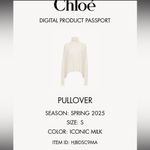 Chloé Pointelle Wool Alpaca Silk Turtleneck Sweater Iconic Milk Cream Size Small Photo 11