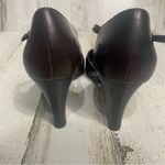 Franco Sarto  Leather Square Toe Adjustable Ankle Strap Heels Dark Brown size 9.5 Photo 2