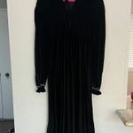 Anthropologie Tach luz black velvet floral collared long sleeve midi smock dress S Photo 18