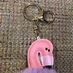 Flamingo Pom Pom Hangtag Pocket Book Purse Bag Decoration Keychain Photo 3