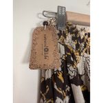 Natural Life  Maxi Skirt Floral Print Brown Beige Yellow L XL Smocked Waist Boho Photo 2