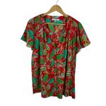 Rose + Olive Tropical Blouse Size 1X Multicolor Leaf Print V Photo 0