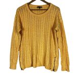American Eagle  Sweater Womens XL Yellow Cable Knit Pullover Side Zip Preppy Cozy Photo 0