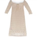 Lucy Paris  Beige Crochet Midi Dress Photo 4