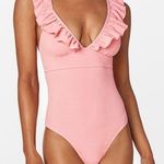 Cupshe 🆕  V-neck Magenta Ruffled Lace Up Back One-Piece Swimsuit | XL Photo 0