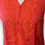 Elie Tahari Elite Tahari size XS island hibiscus tank top v-neck 100% linen embroidered new Photo 3