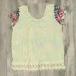 Maurice's  Abstract Aztec Print Short Sleeve Shirt Scoop Neck Lace Trim Top Size L Photo 4