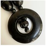 Vintage Scrimshaw Africa Buffalo Horn Tribal Pendant necklace Black Photo 8