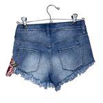 Floral Embroidered High Rise Denim Shorts Blue Size 00 Photo 1
