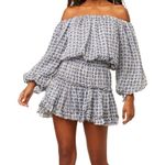 MISA Los Angeles NWT Off-shoulder Zonia Mini Dress Blue Large Photo 1