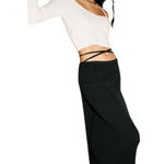 Free People  Boderline Midi Wrap Skirt Black Ribbed Size Large Y2K Photo 0