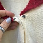 Vintage 90s JTWO Christmas Cardinals Winter Cardigan Sweater Red Collar LARGE Photo 4