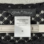 Slinky Brand  Poncho Top M Black Crochet Knit Open Knit Batwing Dolman Sleeve Photo 5