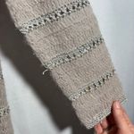 Hand Crocheted Mohair Blend Cardigan Sweater Womens M Beige Dusty Pink Knit SEE Tan Size M Photo 8
