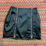 CAPSULLE DOUBLE ZIP FRONT BLACK SATIN MINI SKIRT Photo 0