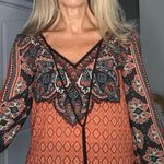 Flying Tomato Black Orange Boho Lace Top Small Halloween Witchy Goth Fall Photo 3