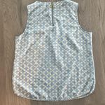 Michael Kors Blue White Geometric Zip Back Sleeveless Blouse Top Size Medium Photo 1