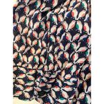 JCP Geometric Bird Print 3/4 Sleeve Casual Button Down Shirt Silk Blend EUC Sz M Blue Size M Photo 7