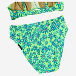 VINTAGE 90s SUNSETS Neon Floral Bikini Set Green Size L Photo 4