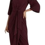 Ralph Lauren LAUREN RALPH LAUREN Jersey Tie Front Midi Dress in Vintage Burgundy EUC Size 0 Photo 0
