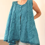 Johnny Was Blue Buttoned Relaxed Tank Top Photo 0