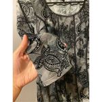 Sami & Jo  Flocked Blouse 3/4 Sleeve Black And White Corset Look Size Small Photo 2
