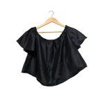 Keepsake the Label Off Shoulder Satin Top Size Small Midnight Blue Romantic Photo 0