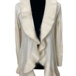 White House | Black Market Lambs wool rabbit hair ruffle trim Open duster cardigan Photo 0