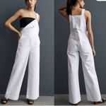 Anthropologie ASKK NY Laxy Jack White Overalls Wide Leg Size 0 NWT Black Photo 1