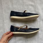 Clarks  Helina Amo Mary Jane flat in navy blue leather with a gold-tone strap. Photo 3