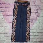 Boston Proper  PAISLEY SCROLL BELTED PULL ON CROP PANT NAVY BOHO XS Photo 1