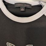 Faded Rose Large Rhinestone Butterfly Ribbed Short Sleeve Tee Black Photo 1