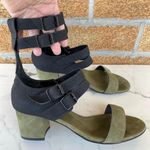 Frēda Salvador Military Green/Black Suede Cage Sandals Size 9 Black Photo 0
