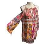Pearl 88 Cold Sleeve Shoulder Multicolor Patterned Dress Size M Red Size M Photo 3