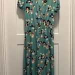 a.n.a Ines Floral Dress Light Green Midi Length Faux Wrap Gathered Waist SZ Large Photo 0