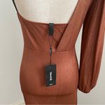 Venti6 Metallic Copper Long‎ Sleeve Dress Medium One Shoulder Asymmetrical Party Brown Photo 6