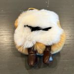 Faux Fur Fluffy White and Brown Toast Keychain Bag Charm Photo 4