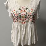 Lucky Brand Top flutter sleeve embroidered floral Babydoll Whimsical Fairy Small Photo 0