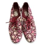 Vans Burgundy Floral Canvas Sneakers Women’s Size 6.5 Photo 2