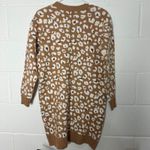 Loft Leopard Print Sweater Dress Mini Long Sleeve Crew Neck Women Size S Photo 3