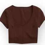 Aerie Brand New Offline by  Women's Size Medium Brown Real Good Cropped Top Shirt Photo 10
