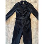 Free People  Denim Jumpsuit size 2 One piece Long Sleeve Romper Black‎ Button Up Photo 4