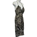 Christian LaCroix  Black Beige Palm Frond Leaf Satin Halter Dress size S NEW Tags Photo 9