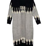 Venus  Women’s Size XS Grey Black White Chunky Sweater Knit Duster Aztec Cardigan Photo 2