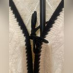 SheIn Adorable Cream Tie Front Cardigan w/ Black Trim Scandi CottageCore Knit Cozy Photo 4