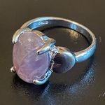 Elegant purple amethyst S925 silver heart ring size 8 Photo 2