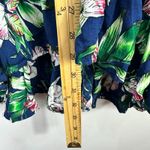 Label of Love Boho Tunic Top S Navy Tropical Floral Flowy Ruffle Hem Festival Blue Photo 4